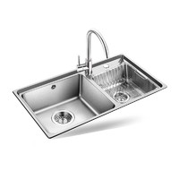 OULIN 欧琳 304不锈钢洗碗盆洗菜池 加厚水槽双槽套餐 含龙头仿