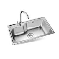 OULIN 欧琳 304不锈钢洗碗盆洗菜池 加厚水槽单槽套餐 含龙头水