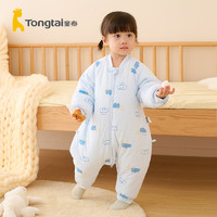 Tongtai 童泰 秋冬5-24个月婴幼儿宝宝纯棉床品拉链连体加里分腿睡袋 蓝色 90cm