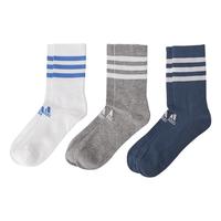 adidas 阿迪达斯 3S CSH CRW3P 中性运动袜 HE4993 白/中麻灰/亮粉红荧光蓝 S 3双装