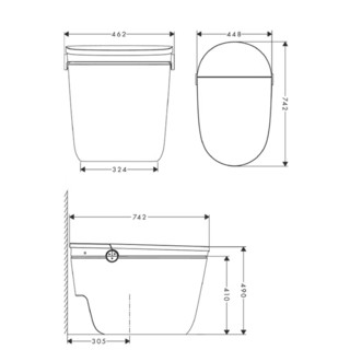 hansgrohe 汉斯格雅 纯境系列 22403007 智能马桶一体机 400mm坑距