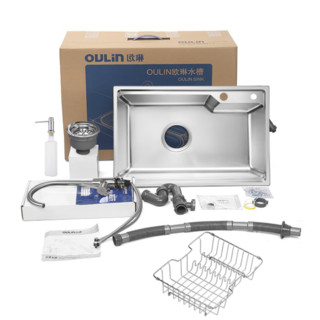 OULIN 欧琳 OLJD617+OLCFX001 不锈钢水槽龙头套装 680*440*215mm