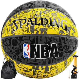 SPALDING 斯伯丁 涂鸦系列 橡胶篮球 83-307Y 涂鸦黄黑 7号/标准