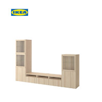 IKEA 宜家 BESTA贝达T11视听储组玻门推轨300x42x193白橡纹透玻