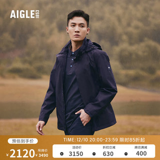 AIGLE 艾高 男士GORE-TEX防风防雨透汽户外休闲夹克冲锋衣外套 海军蓝 AL441 L(180/96A)