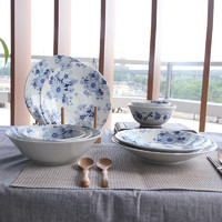 G&W 日本进口陶瓷餐具花集系列日式和风家用平盘青花饭菜盘圆形深盘