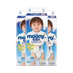 moony 裤型宝宝尿不湿婴儿纸尿裤XL男38片*3超薄透气干爽