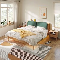 林氏木业 板式床现代简约小户型床双人床卧室家具收纳田园床PD1A-A