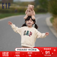 Gap 盖璞 女幼童冬季2022新款LOGO碳素软磨抓绒卫衣507041童装绒衫