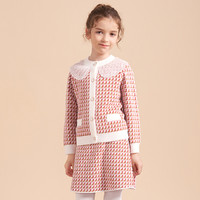 补贴购：E-LAND KIDS 女童学院风格格纹毛衣套装