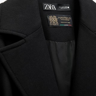 ZARA 女士毛呢中长款大衣 8419744800 黑色 M