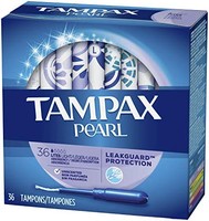 Tampax 珍珠塑料卫生棉条，吸光度，无香，36支（2包）（总共72支）（包装可能有所不同）