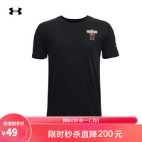 安德玛 库里Curry X 芝麻街男童篮球运动短袖T恤1366603 黑色001 YXL