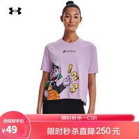 安德玛 UNDERARMOUR）库里Curry×芝麻街联名女子篮球运动短袖T恤1369705 紫色566 XS