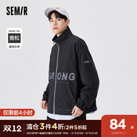 Semir 森马 外套男2022秋季新款时尚宽松字母图案男士休闲立领飞行员夹克