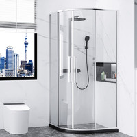diiib 大白 淋浴房安雅系列弧扇型不锈钢双移门-亮银1.0*1.1*1.9m