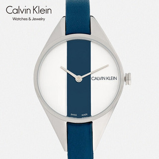 Calvin Klein Rebel 反叛系列  蓝色皮带石英女士腕表 K8P231V6（表盘:29MM）