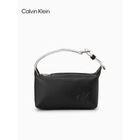 Calvin Klein CK女包22秋冬新款时尚可调节LOGO织带便携化妆包手提包礼物DP1562 001-黑色 ST