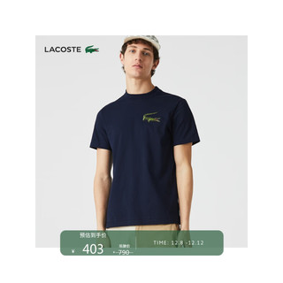 LACOSTE 拉科斯特 男士圆领短袖T恤 TH2058 深蓝色 S