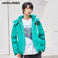 杰克琼斯 JackJones冬季男印花撞色胶条保暖鸭绒羽绒服外套