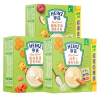 Heinz 亨氏 米粉婴儿米糊宝宝辅食鳕鱼苹果胡萝卜鱼肉蔬菜400g*3盒
