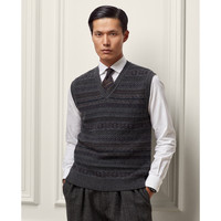 拉夫劳伦 RALPH LAURENPURPLE LABEL男装 22秋经典版费尔岛杂色针织羊绒毛衫背心RL90852