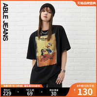 ABLE JEANS 欧帛牛仔 2022夏季新款唐老鸭图案男女同款宽松短袖T恤夏781296