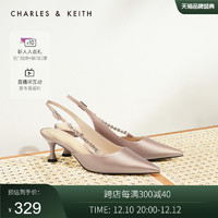 CHARLES & KEITH CHARLES＆KEITH22夏新款CK1-60280346女士链条后绊带尖头高跟凉鞋