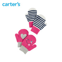 Carter's 孩特 儿童手套冬季宝宝女童手套2-4岁针织保暖连指手套2双装