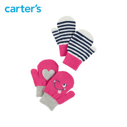 Carter's 孩特 儿童手套冬季宝宝女童手套2-4岁针织保暖连指手套2双装