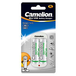 Camelion 飞狮 5号低自放充电电池 1000mAh 2粒装+BC-0805B充电器 充电电池套装