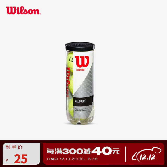 威尔胜 网球3只装组合罐装网球比赛训练用球Titanium 3 Ball