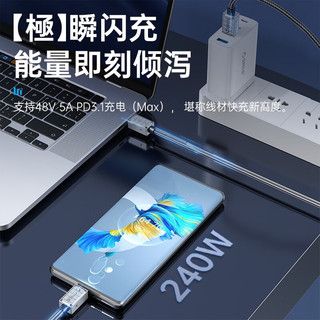 奥睿科（ORICO） Type-c全功能线PD240W快充线双头兼容雷电4数据线USB4雷雳8K投屏 240W-A1款 1米