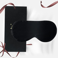 TA 真丝眼罩睡眠遮光可调节透气男女学生睡觉桑蚕丝午睡旅行深邃黑 全身真丝(纯黑)