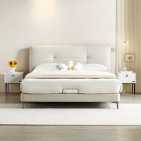 QuanU 全友 家居布艺床床垫套装奶油风科技布饱满软靠1米8大床G115009