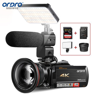 ORDRO 欧达 AC5 4K摄像机专业直播录像机家用手持DV光学变焦高清数码摄影机vlog短视频会议 黑色 AC5顶配版