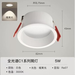 Yeelight 易来 YCCNCN202 LED全光谱C1筒灯 暖白光 5W 3500K