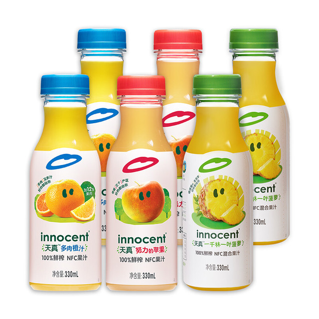 innocent 天真 橙汁苹果汁菠萝汁 100%鲜榨NFC果汁饮料330ml*6瓶