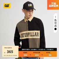 CAT 卡特彼勒 卡特2022秋季新款男士时尚拼色纯棉休闲长袖翻领T恤商场同款