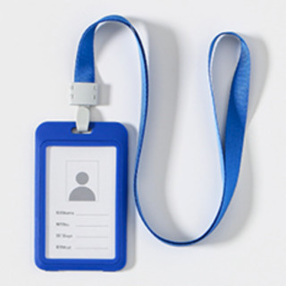 大皮院 DPY-001V 双面透明证件卡套 竖版 宝蓝 70*110mm 单个装+蓝色挂绳 46cm