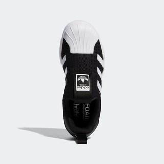 adidas阿迪达斯三叶草SUPERSTAR 360男婴童一脚蹬贝壳头运动鞋（27(160mm)、黑色/白色）