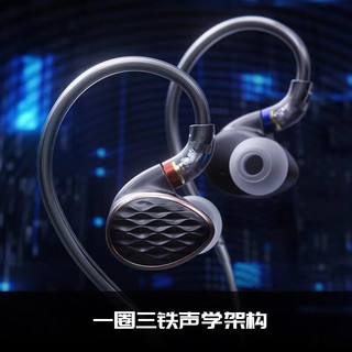 FiiO 飞傲 FH15 一圈三铁HiFi发烧 圈铁耳机可换线入耳式高保真 音乐重低音 耳塞 黑色