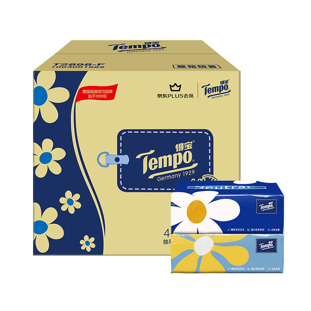 移动端、京东百亿补贴：得宝 抽纸 小雏菊系列4层80抽*24包