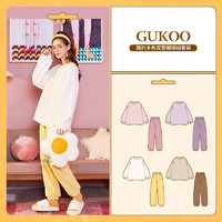 Gukoo/果壳简约净色睡衣女秋冬珊瑚绒睡衣套装女士家居服722426211531