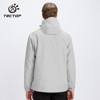 探拓（TECTOP）三合一户外服 男女情侣款滑雪服两件套 防风保暖登山服 男款浅灰 2XL