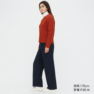 UNIQLO 优衣库 女装 纽花圆领针织衫(长袖毛衣 秋冬)451685