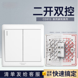 delixi德力西双开双控二开两开2开双联开关面板86型墙壁电源家用815白