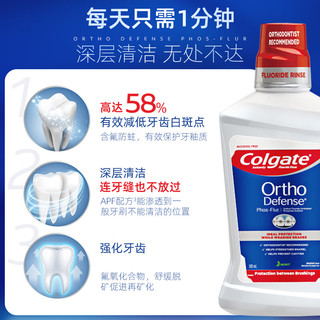 Colgate 高露洁 含氟漱口水便携氟乐正畸漱口水500ml 防蛀再矿化脱矿液漱口液