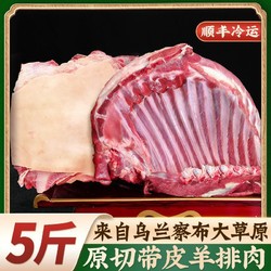 白荡里 内蒙原切带皮羊排肉5斤羊肉新鲜烧烤食材羊排骨肋排2.5斤