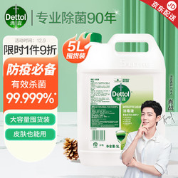 Dettol 滴露 消毒液5L大容量 杀菌除螨家居 宠物环境衣物除菌 非次氯酸酒精84